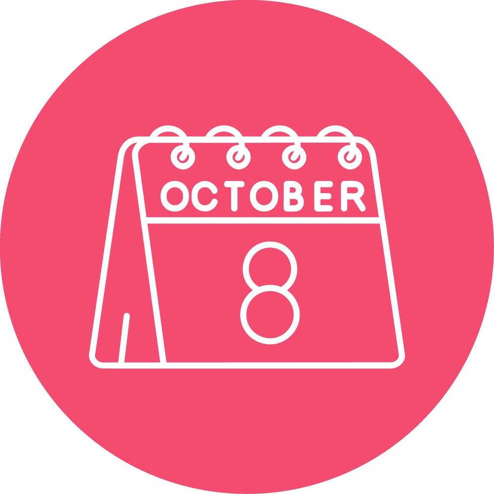 8:e av oktober linjär cirkel Flerfärgad design ikon vektor