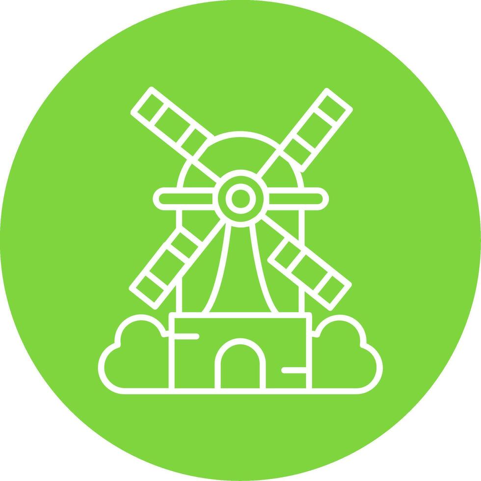 Windmühle linear Kreis Mehrfarbig Design Symbol vektor