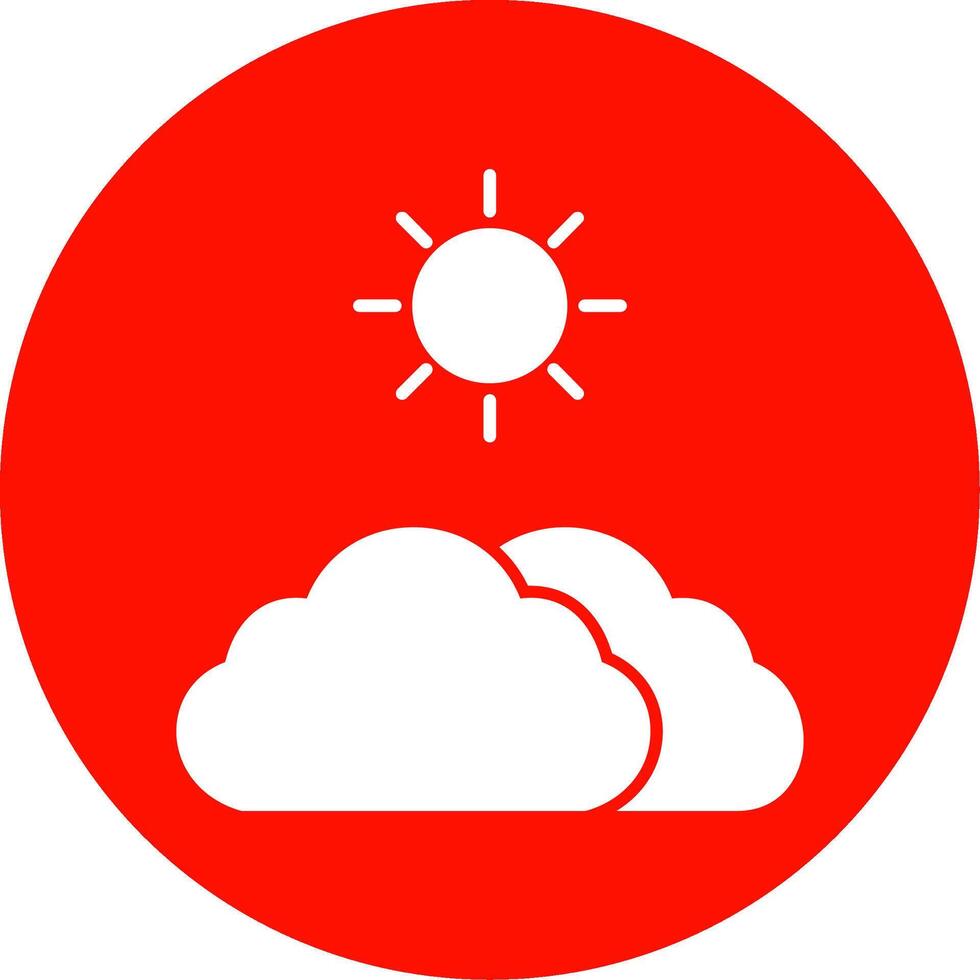 Wolken und Sonne Glyphe Kreis Symbol vektor