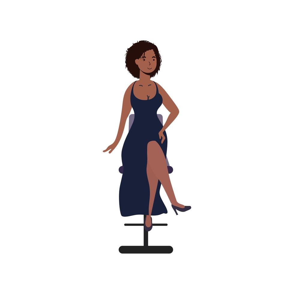 svart avatar kvinna tecknad på stol vektor design