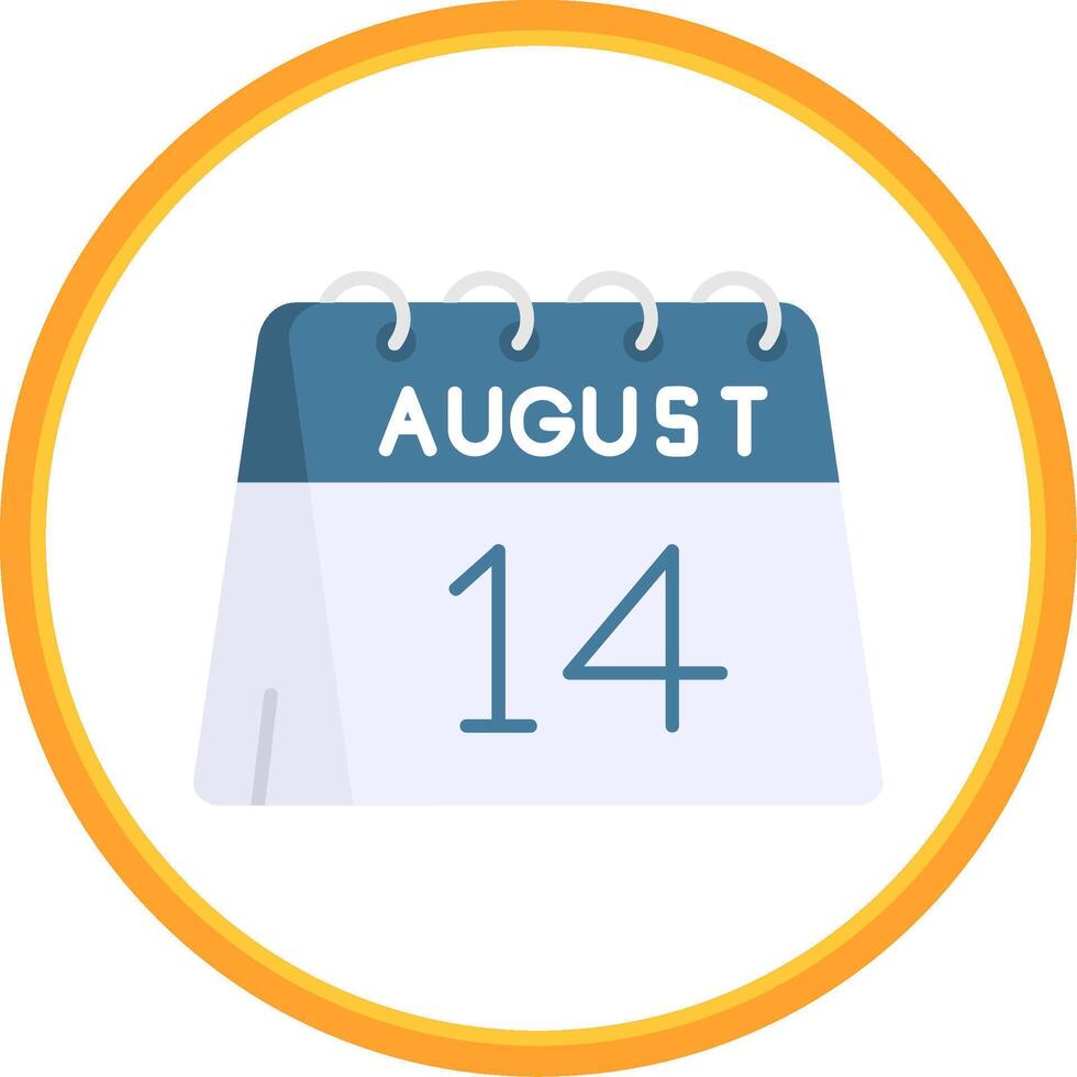 14:e av augusti platt cirkel uni ikon vektor