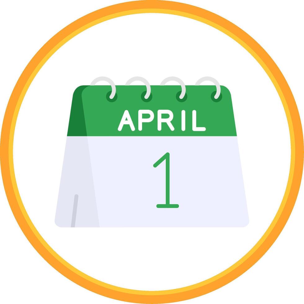 1:a av april platt cirkel uni ikon vektor