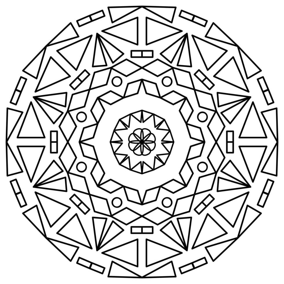 geometrisk mandala stil med svart linje, cirkulär form vektor