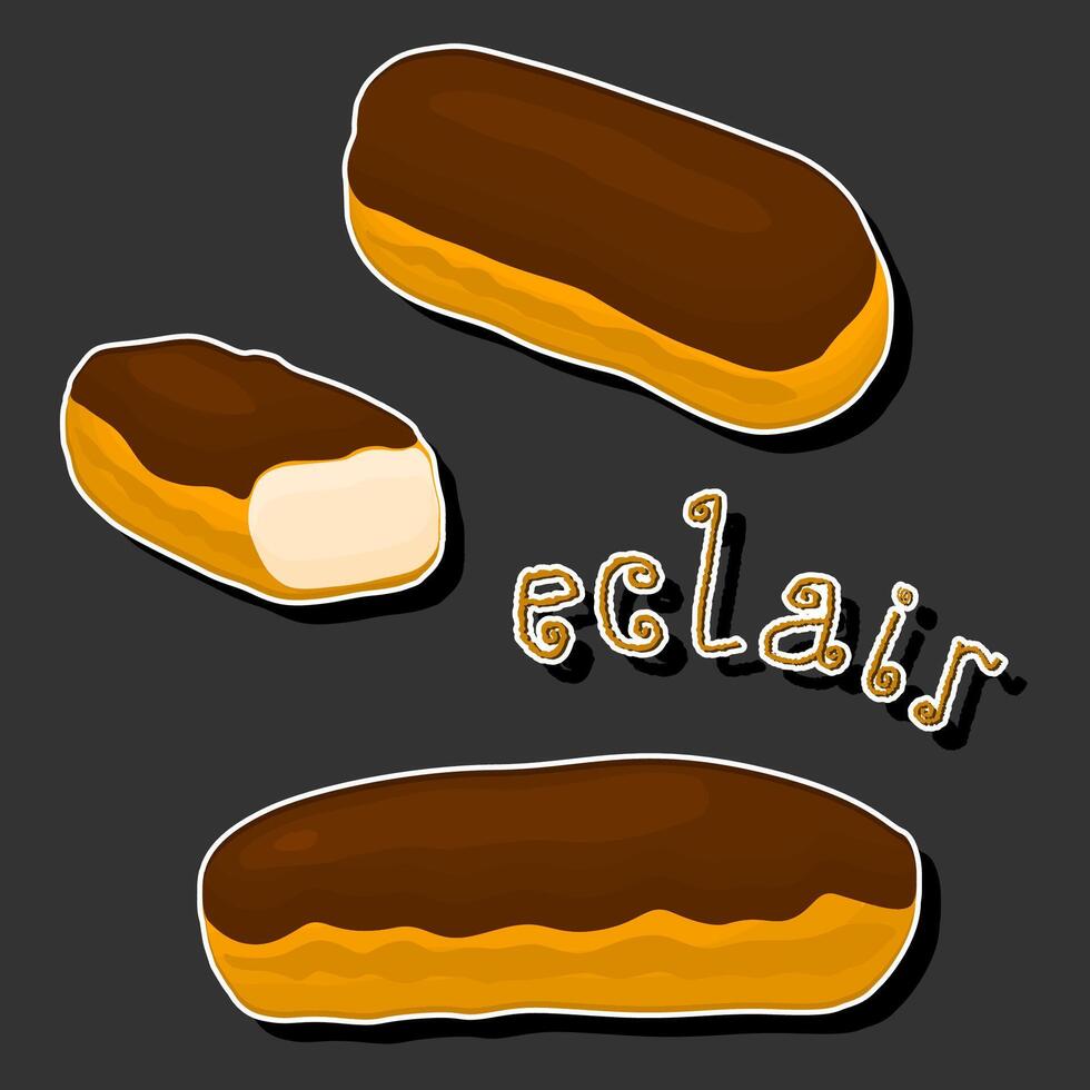 Illustration auf Thema frisch Süss lecker Eclair von bestehend aus verschiedene Zutaten vektor