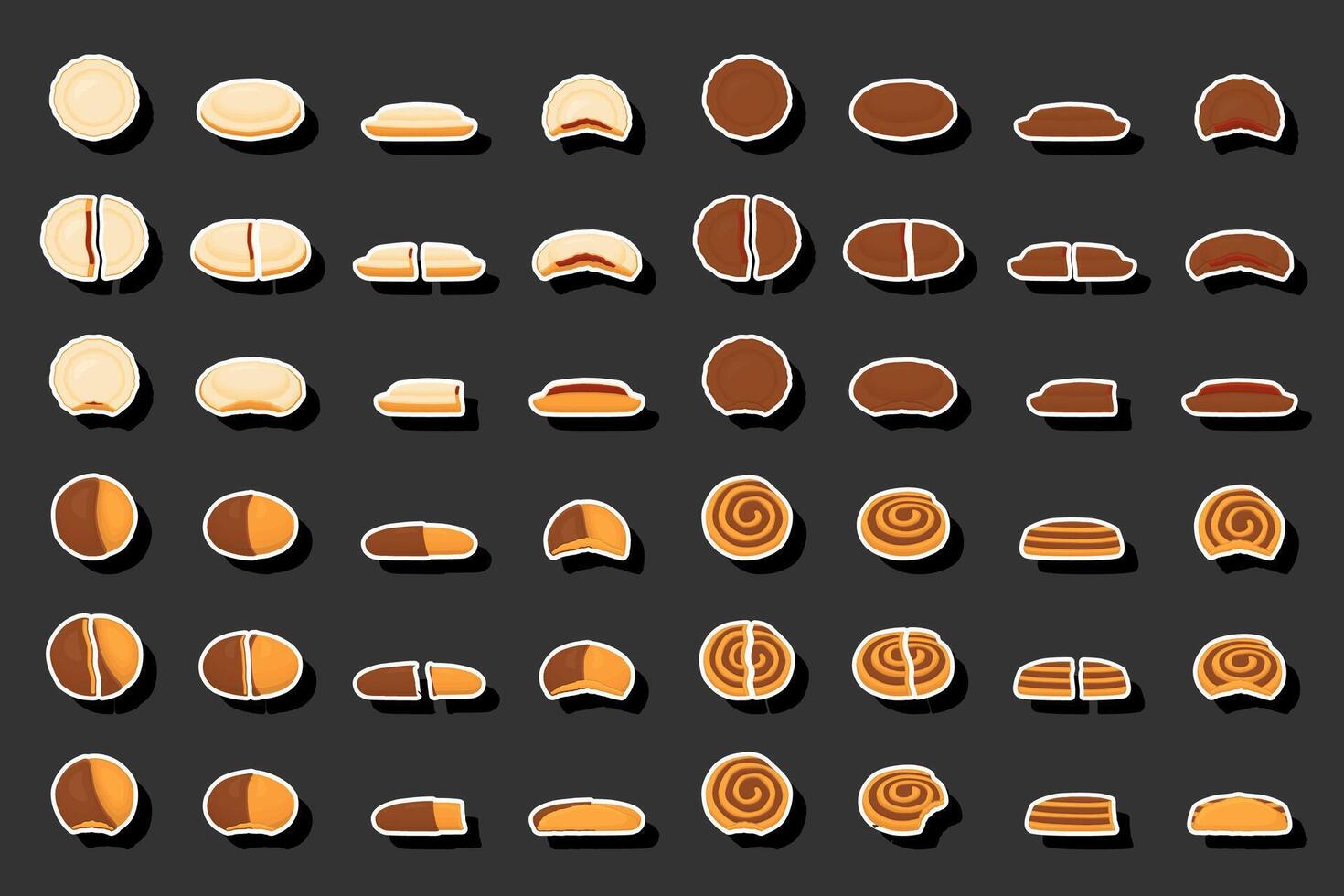 Illustration auf Thema frisch Süss lecker Plätzchen von bestehend aus verschiedene Zutaten vektor