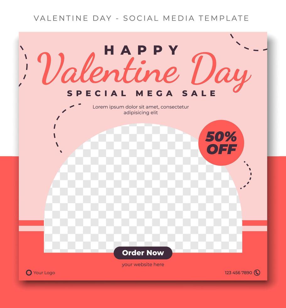 valentine kärlek dag rosa röd social media posta mall design, händelse befordran baner vektor