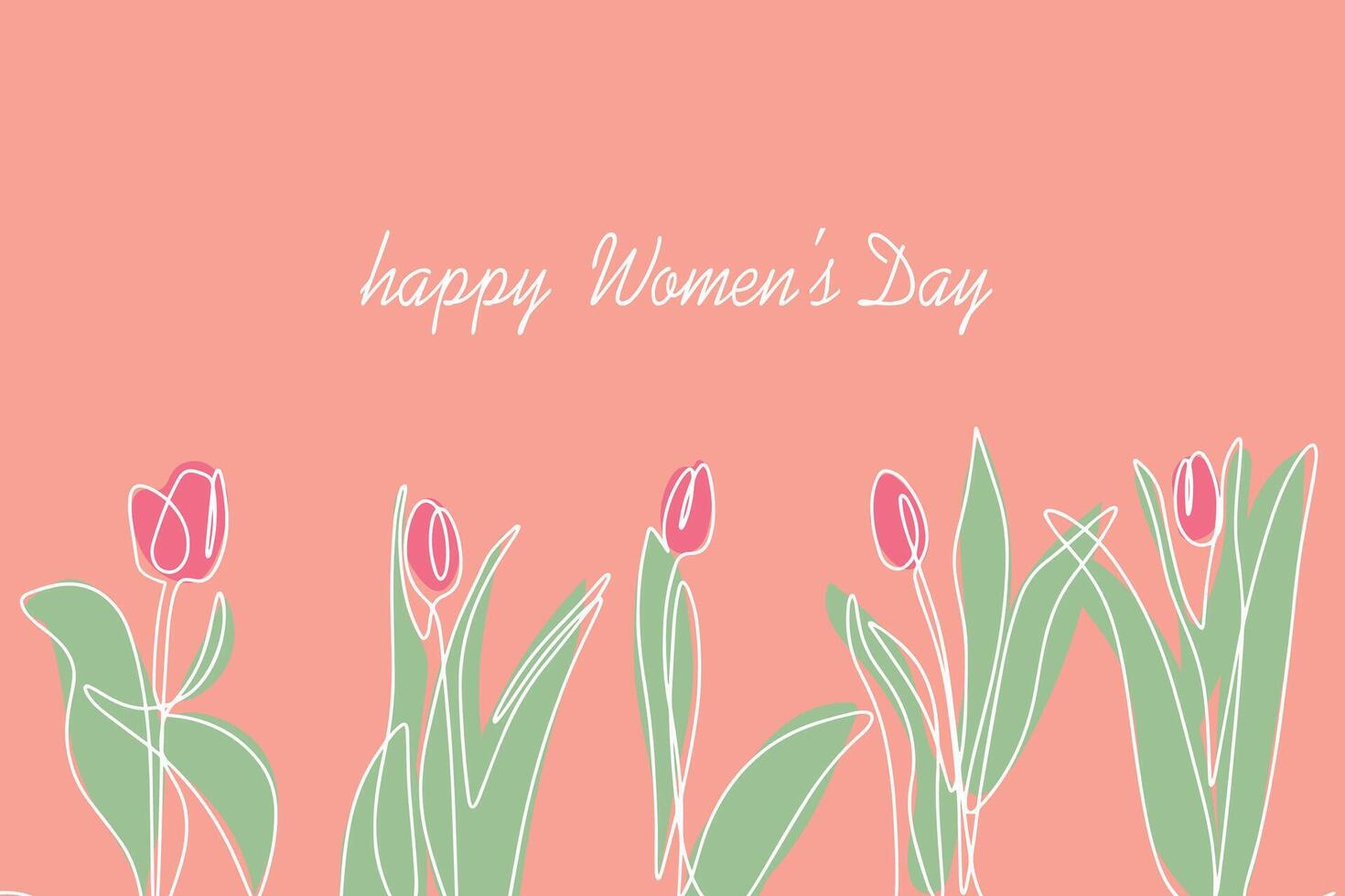 Banner-Postkarte mit International Damen Tag. festlich Illustration mit Tulpen vektor