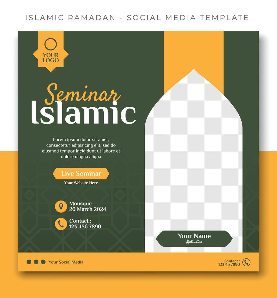 webinar seminarium islamic försäljning, guld grön social media posta mall design, händelse befordran vektor baner