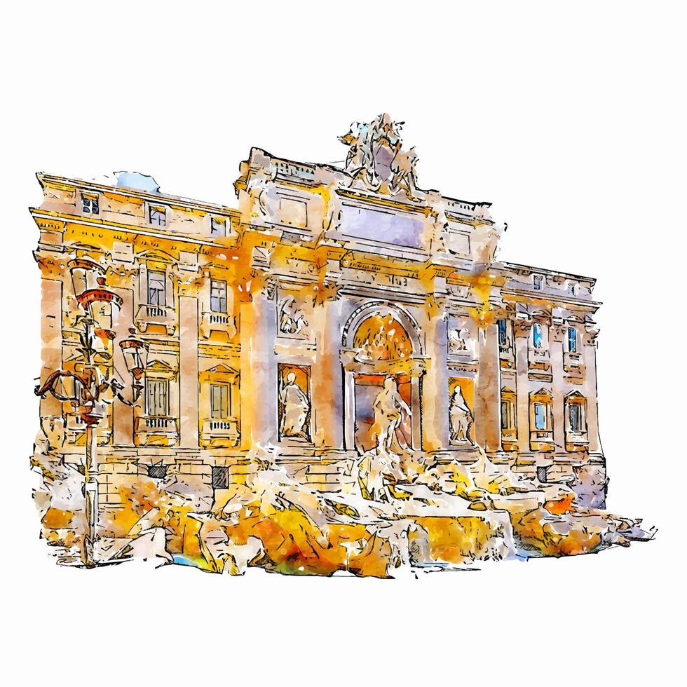 Roma Italien Aquarell Hand gezeichnet Illustration isoliert auf Weiß Hintergrund vektor