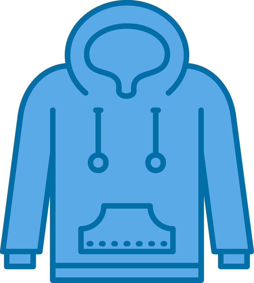 Kapuzenpullover Blau Linie gefüllt Symbol vektor