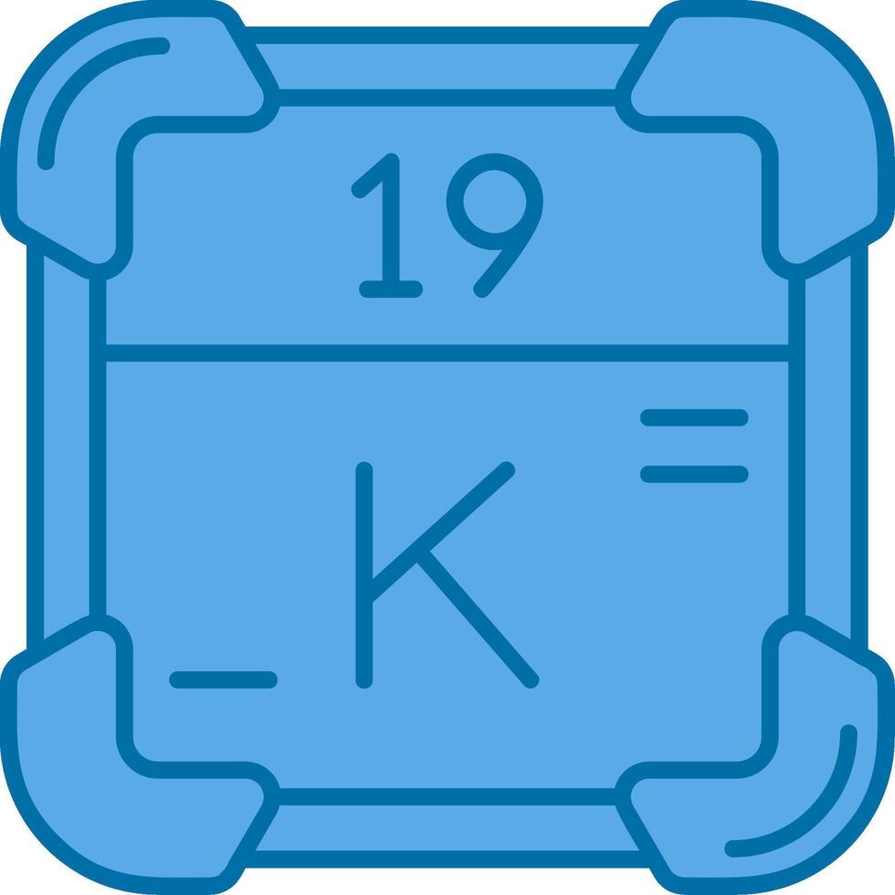 Kalium Blau Linie gefüllt Symbol vektor