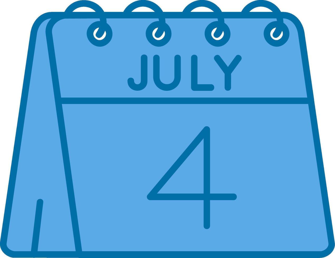 4:e av juli blå linje fylld ikon vektor
