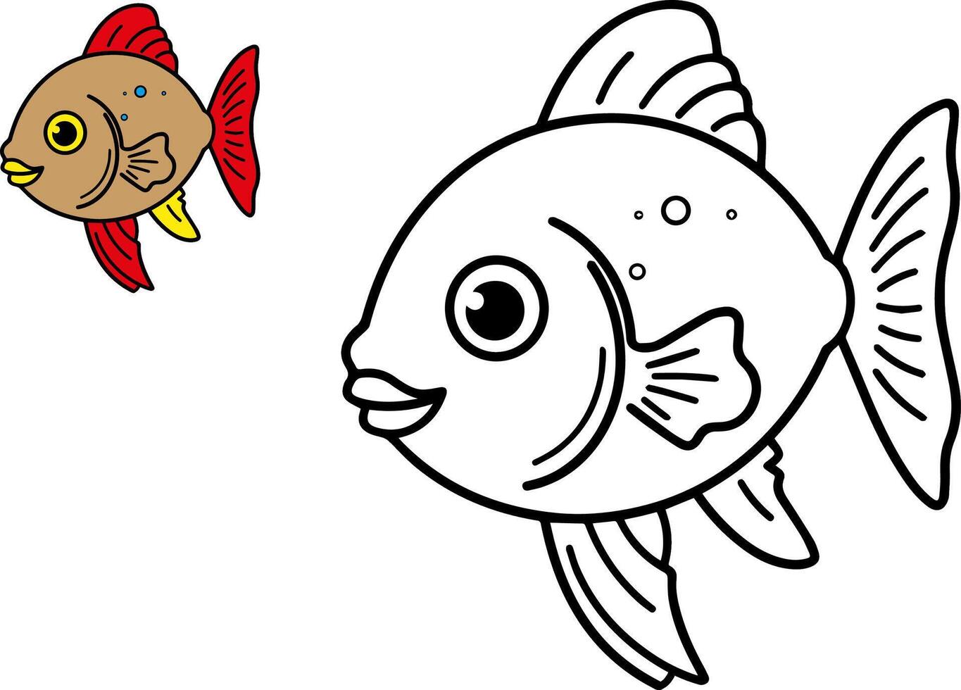 färg bok med fisk tema, vektor illustration.