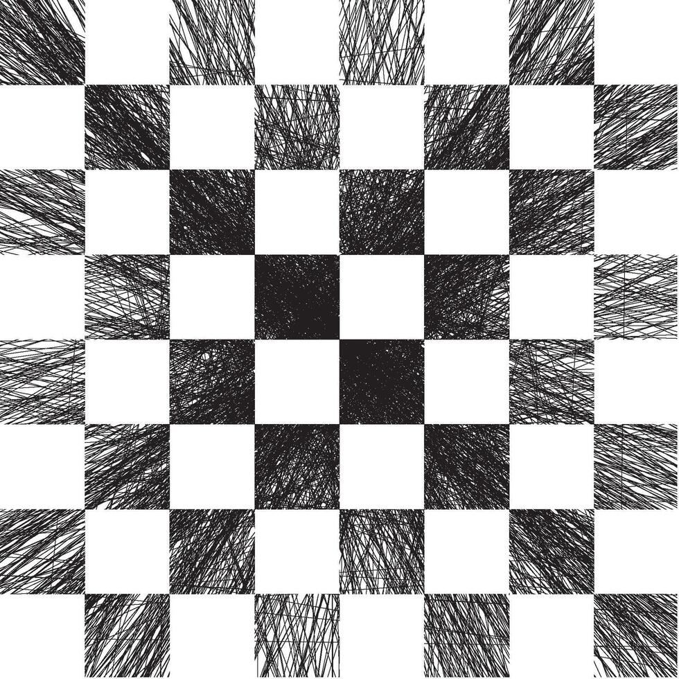 slumpmässig svart skissat rader schackbräde sömlös mönster vektor