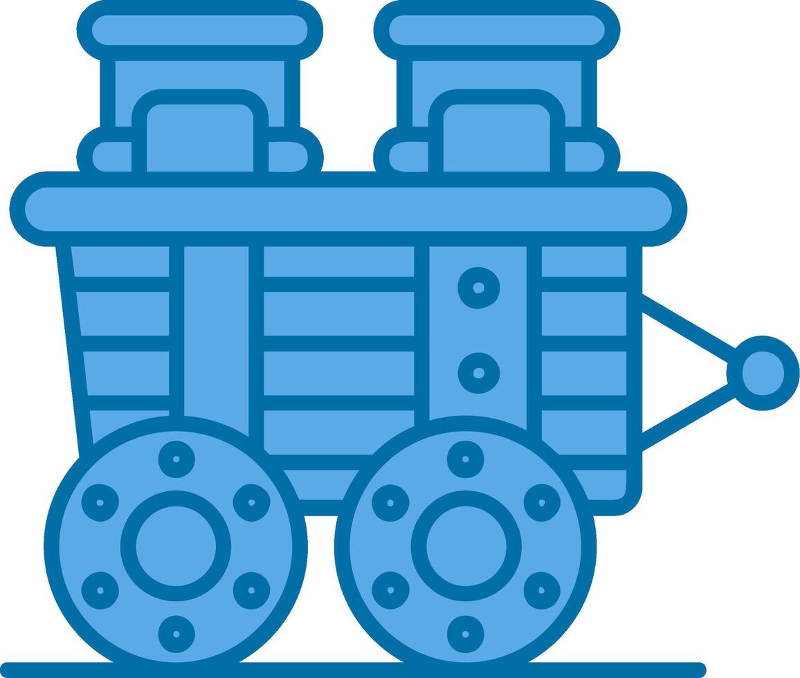vagn blå linje fylld ikon vektor