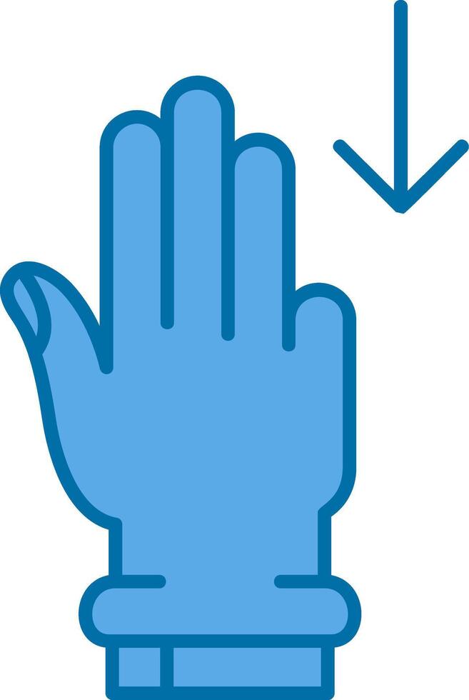 tre fingrar ner blå linje fylld ikon vektor