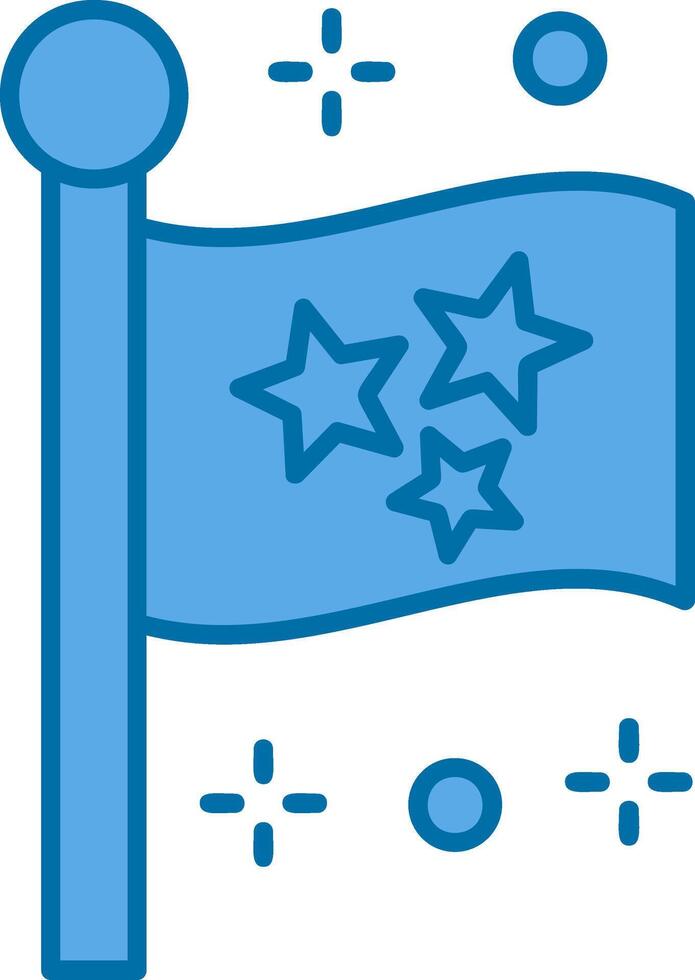 Flagge Blau Linie gefüllt Symbol vektor