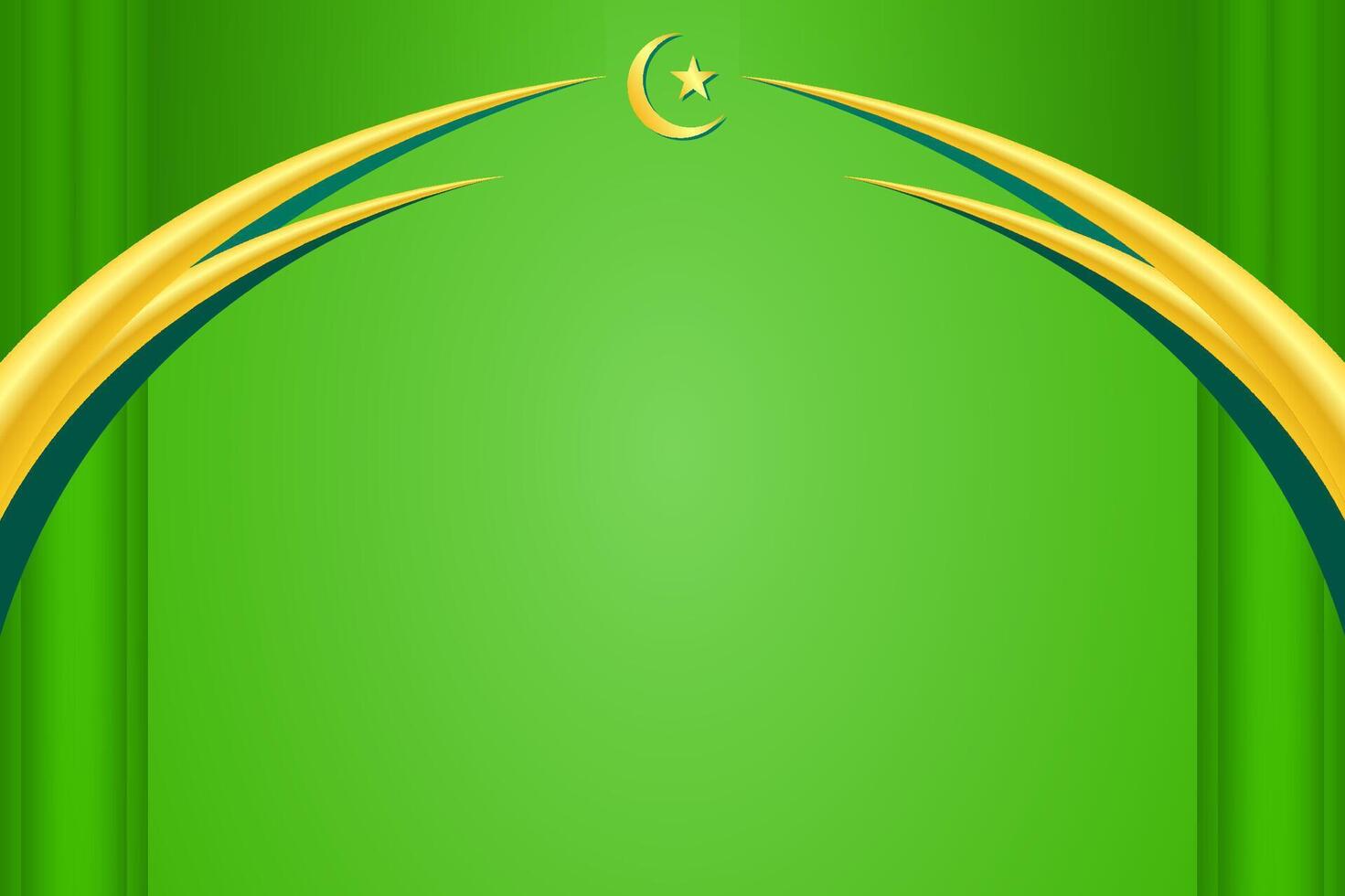 Grün islamisch einfach Hintergrund mit Gold Ornamente vektor