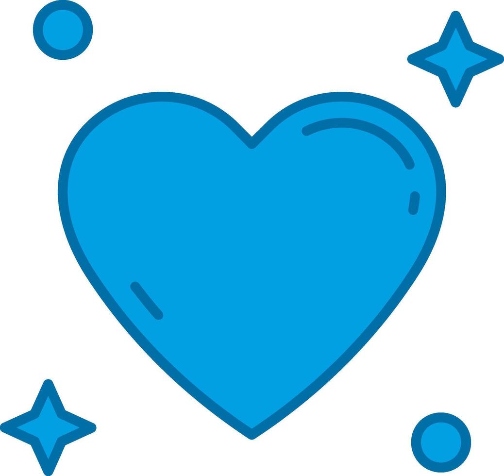 Herz Blau Linie gefüllt Symbol vektor