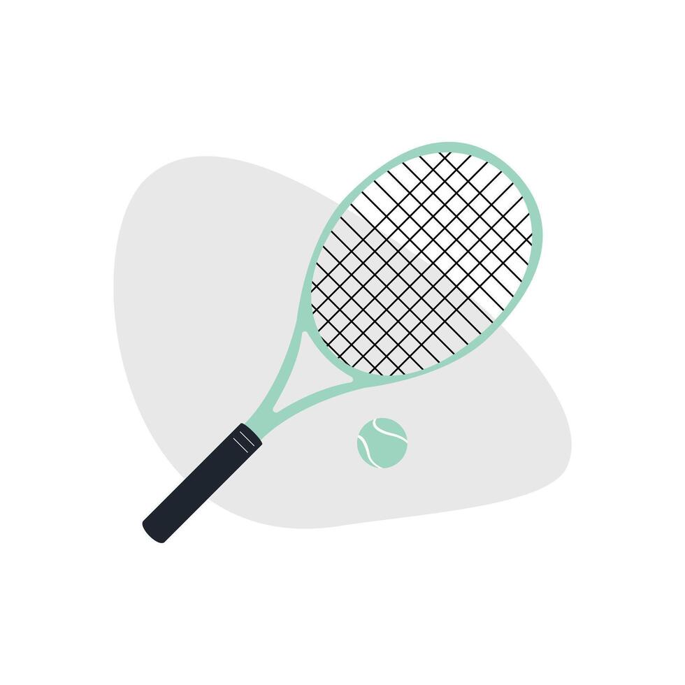 Tennis Schläger und Ball eben Symbol auf Weiß Hintergrund. Vektor Illustration