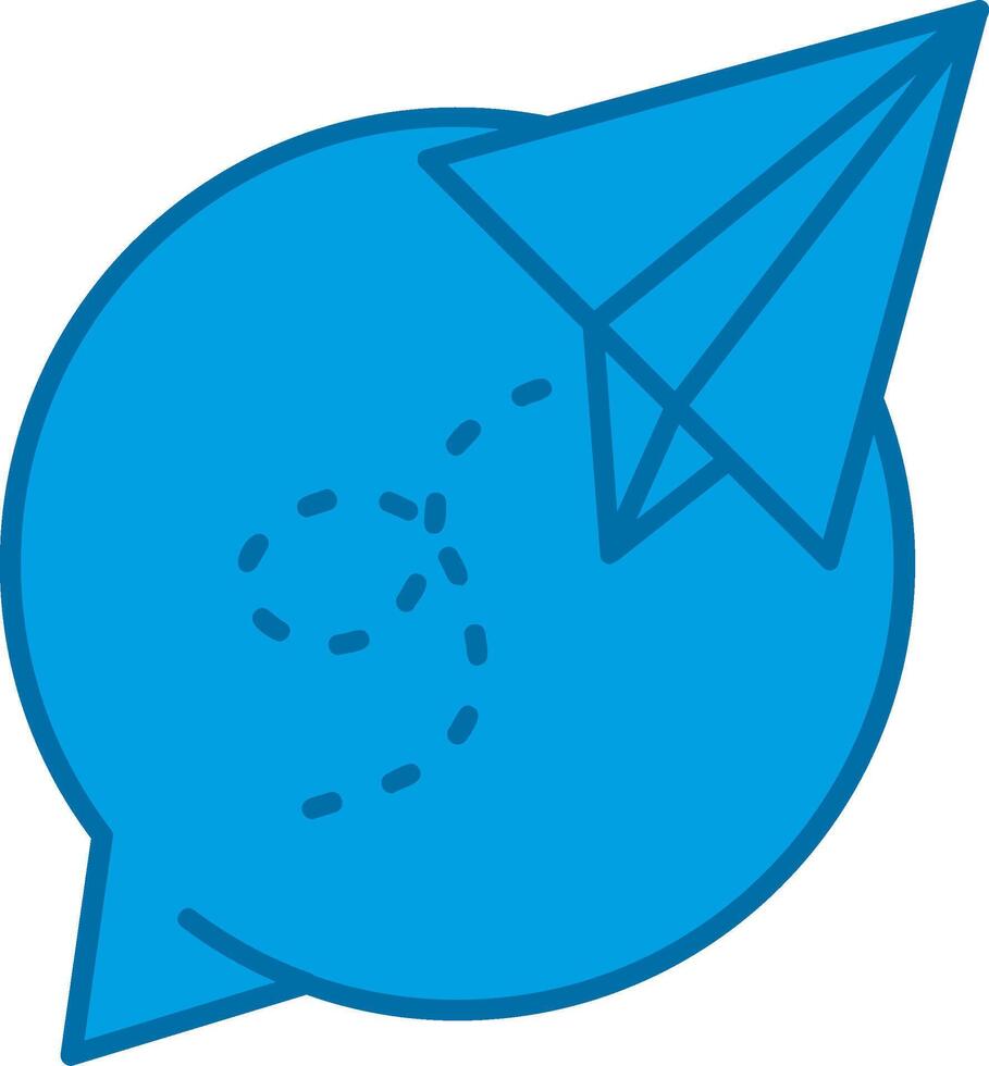 Papier Flugzeug Blau Linie gefüllt Symbol vektor