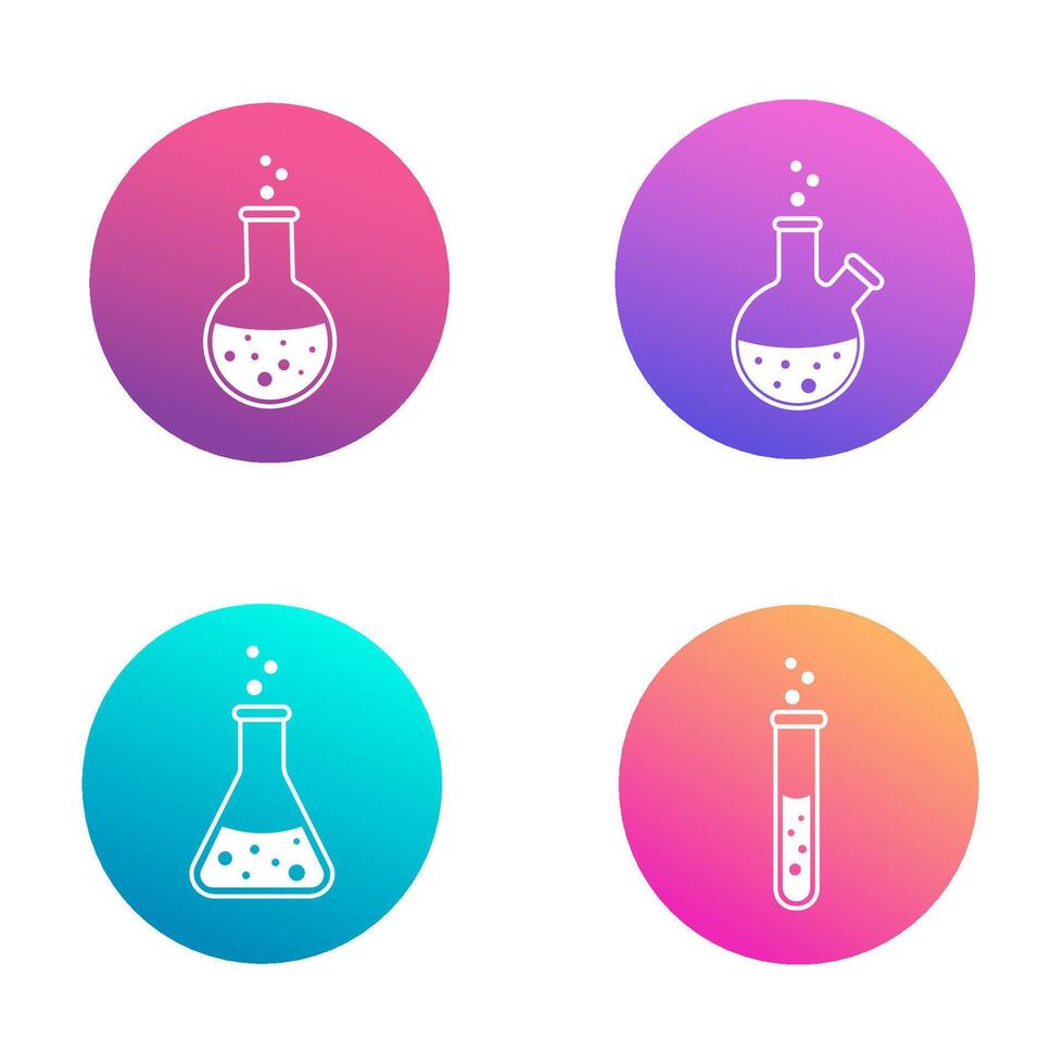 uppsättning av ikoner av laboratorium flaska och testa rör på vinklad bakgrund med lutning. logotyp eller ikon design. vektor