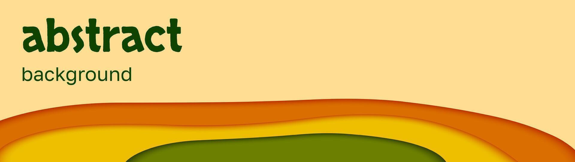 horisontell bakgrund papper skära. vektor abstrakt baner med former i gul, orange, grön färger. design för dekoration, flayer, presentation, affischer, omslag, landning, kort, webb banderoller.