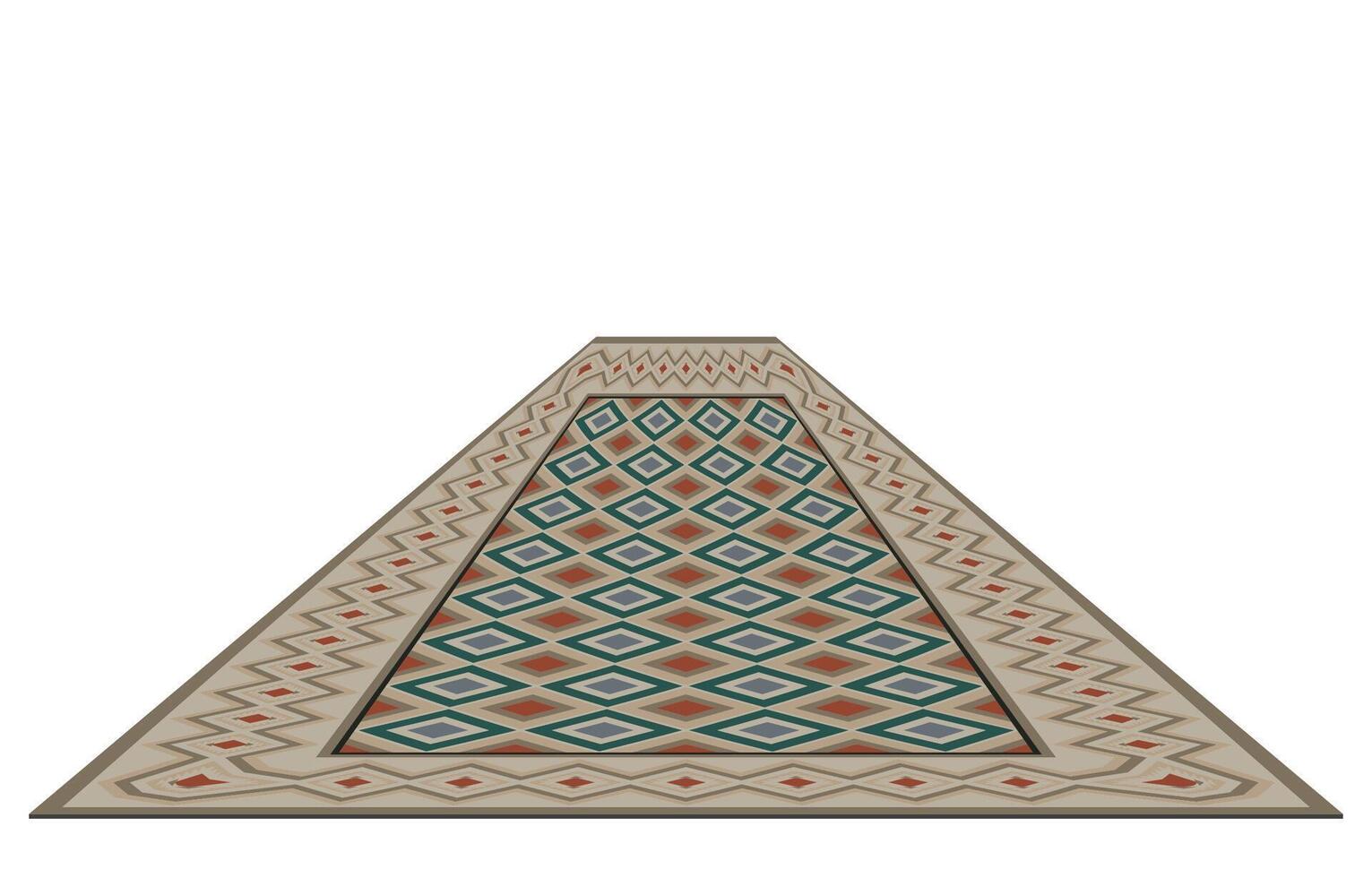 mattor är lagd på de golv i en lång, djup riktning för placering dekorativ objekt i de gångväg. ljus brun matta vektor