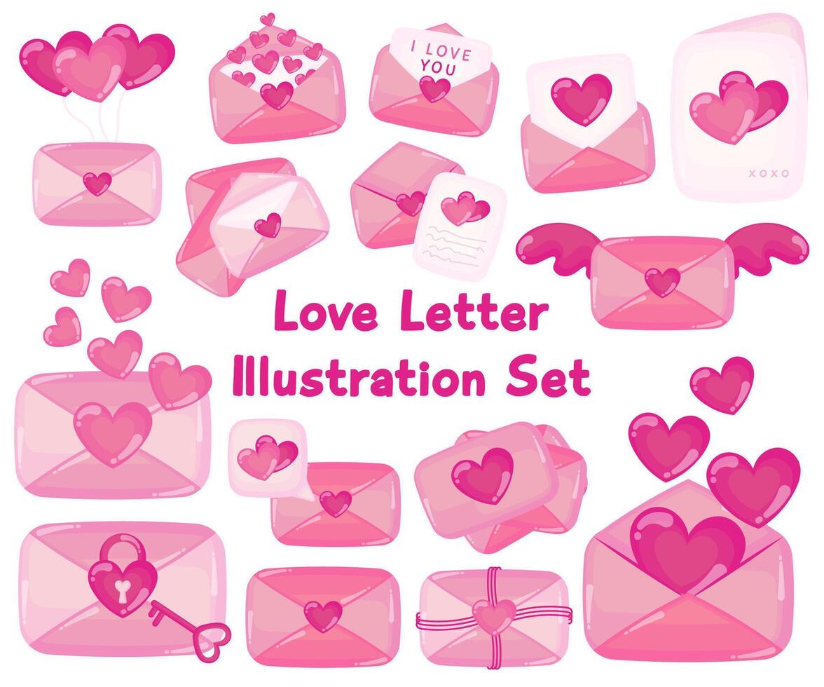 kärlek brev illustration uppsättning vektor