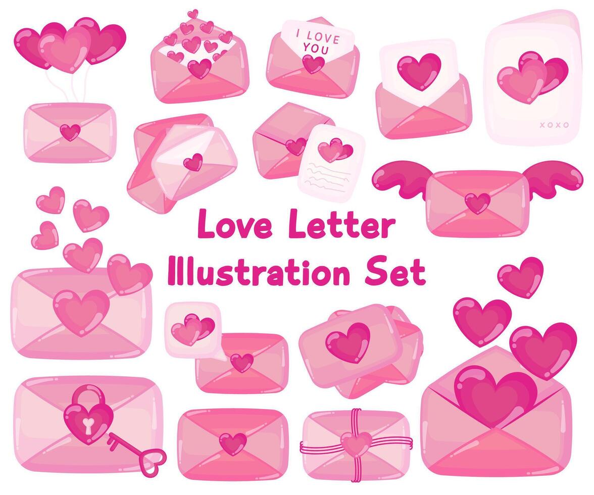 Liebe Brief Illustration einstellen vektor