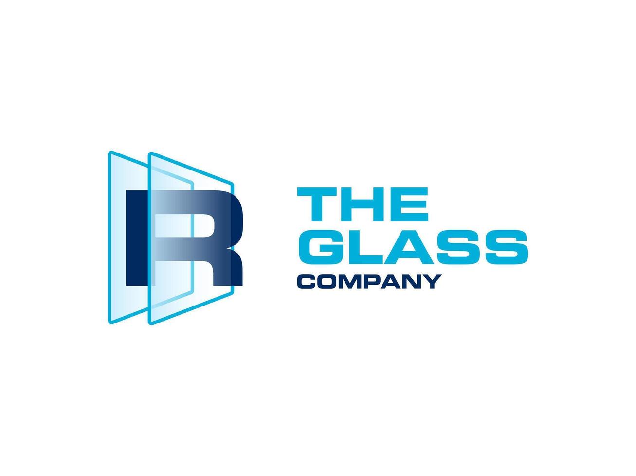 kreativ brev r glas för företag logotyp, brev genom kristall glas Arbetar symbol vektor