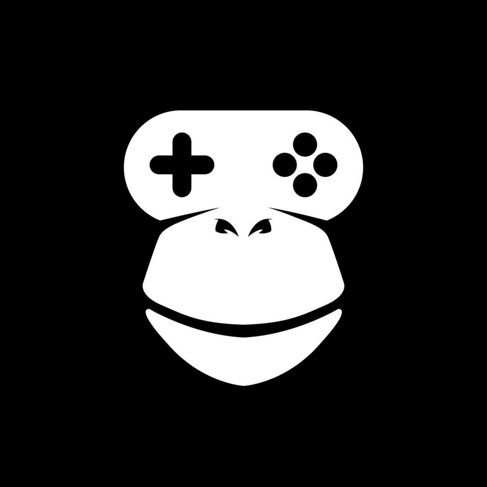 Gorilla Kopf mit Konsole Spiel Logo Vorlage, Gorilla Kopf Maskottchen zum Spieler vektor