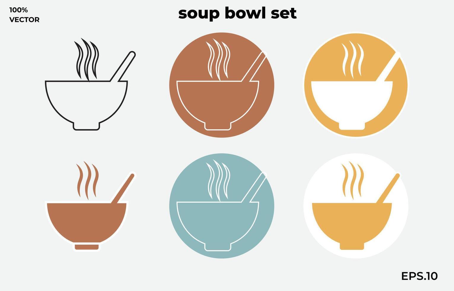 vektor ikon samling för soppa skålar. betecknande en varm curry skål. svart skål ikon för tjänande ångad måltider.