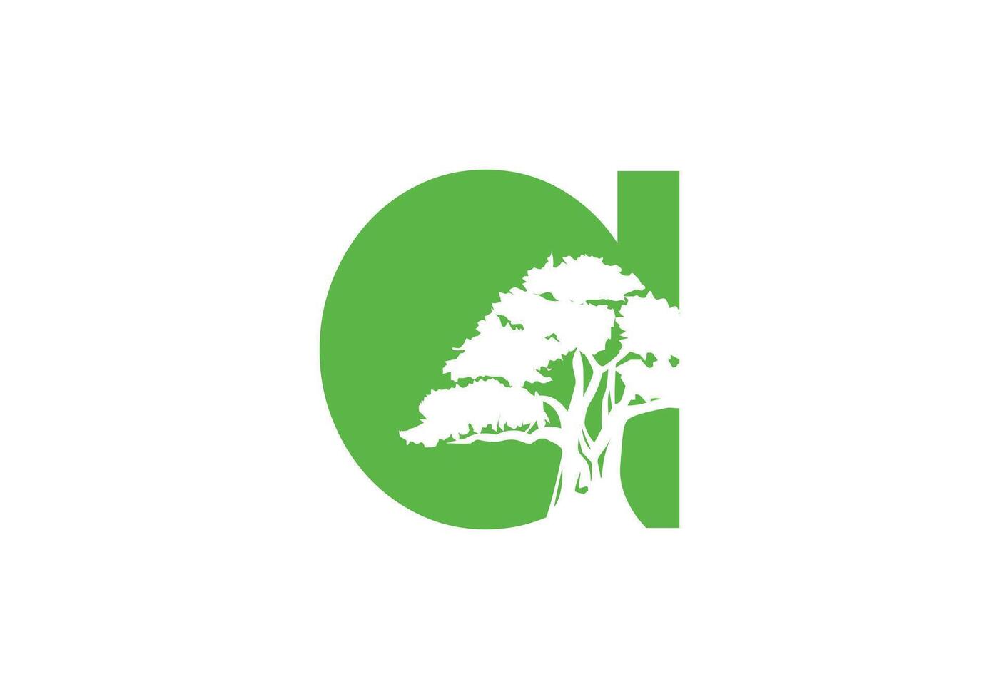 abstrakt en logotyp brev och träd grenar med grön, svart, vit. träd brev design med minimalistisk kreativ stil. vektor