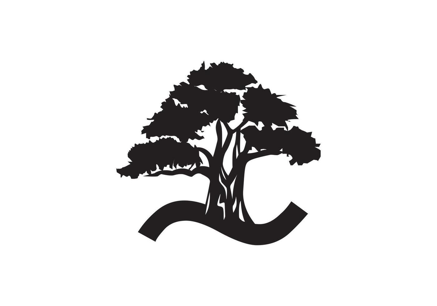 abstrakt ein Logo Brief und Baum Geäst mit Grün, Schwarz, Weiß. Baum Brief Design mit minimalistisch kreativ Stil. vektor