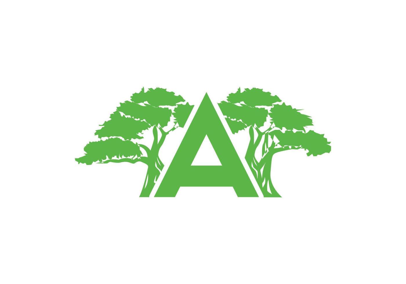 Brief ein Baum Logo ,Baum Logos, Beschriftung, typografisch Logo, Baum und ein Logo, Blatt und Alphabet Logo. vektor