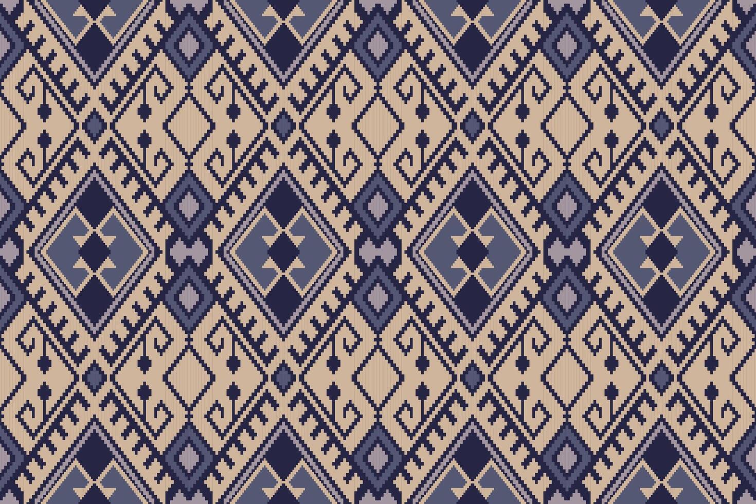 ethnisch thailändisch geometrisch Pixel Kunst nahtlos Muster. Vektor Design zum Stoff, Fliese, Teppich, Stickerei, Verpackung, Hintergrund, und Hintergrund