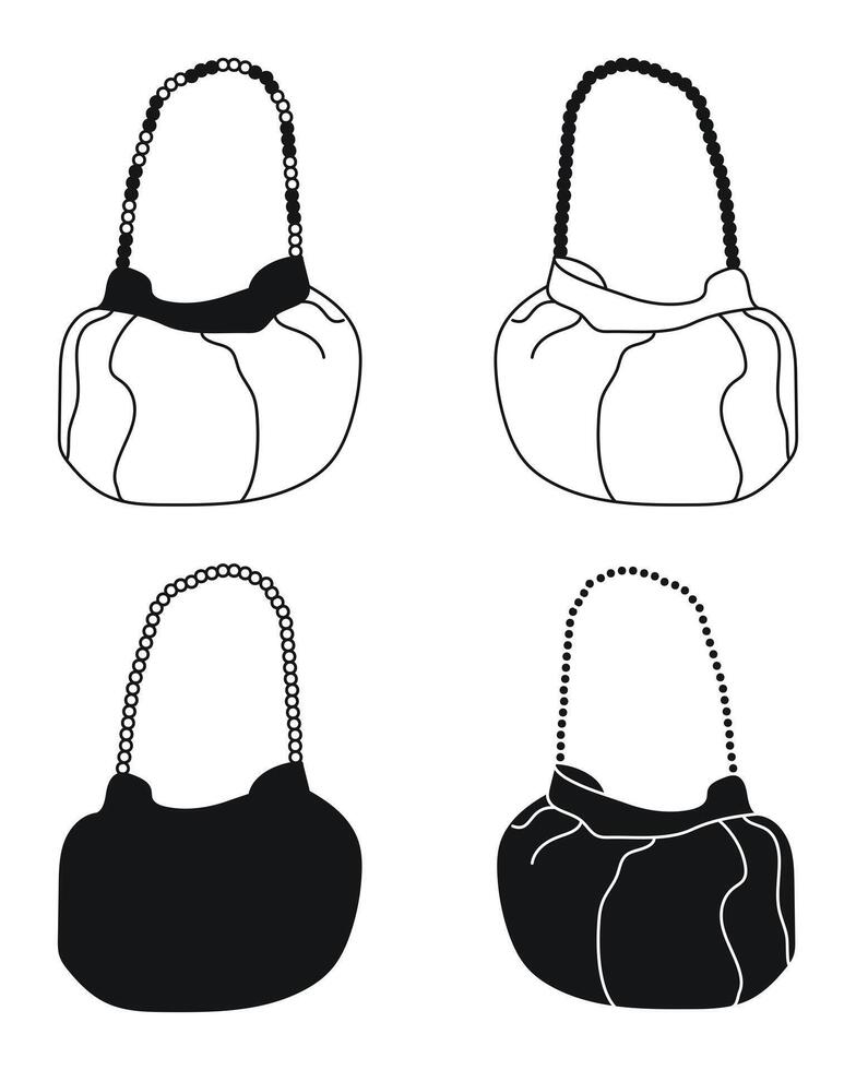 Silhouette von ein Frau Tasche, Handtasche, Geldbeutel, Kupplung, Gepäck, Gepäck vektor