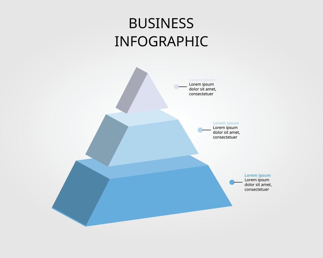 pyramid Diagram mall för infographic för presentation för 3 element vektor