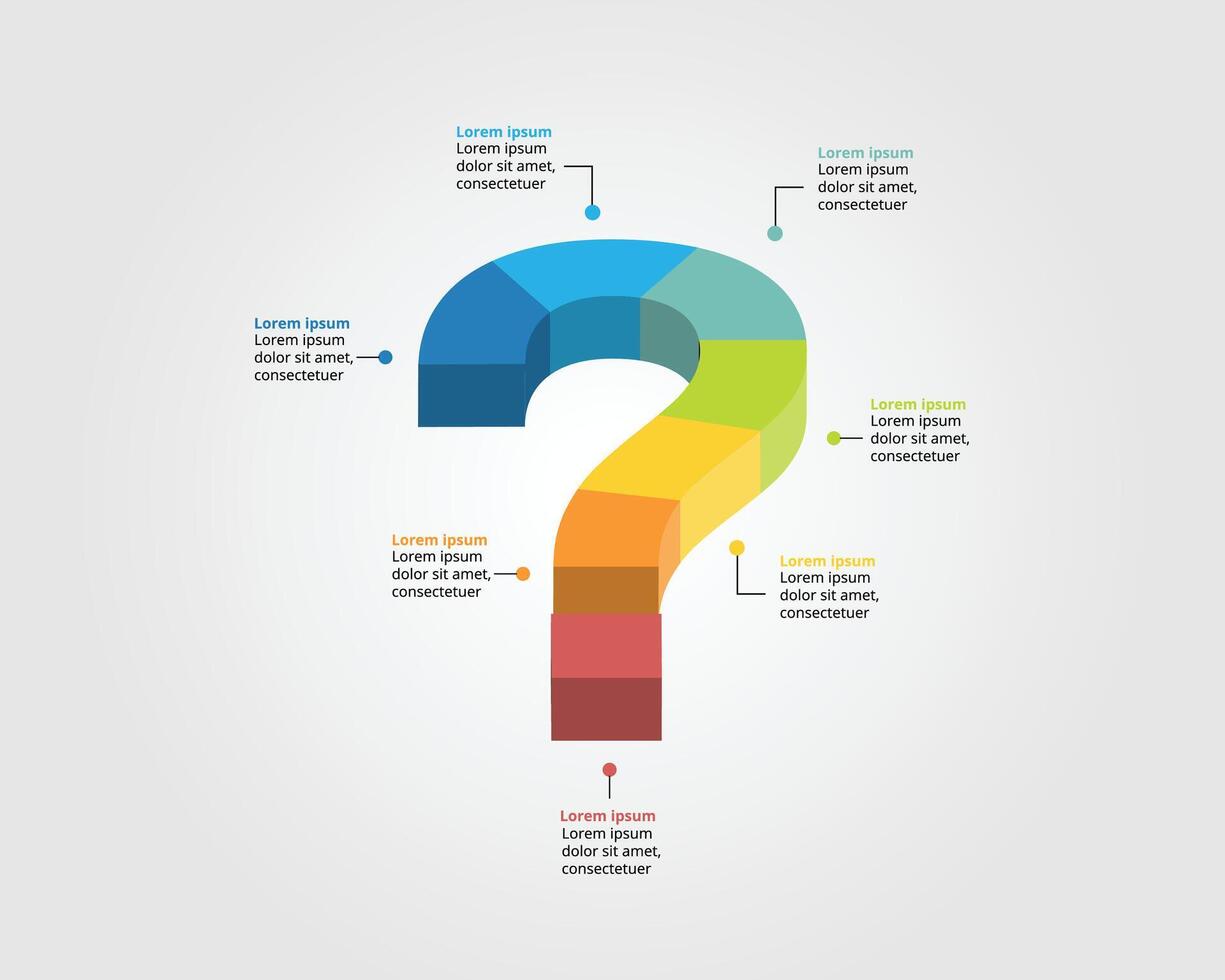 Frage Kennzeichen 7 Schritt Vorlage zum Infografik zum Präsentation zum 7 Element vektor