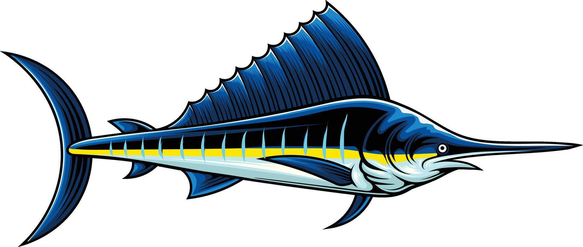 vektor illustration av svärdfisk för fisihing bricka