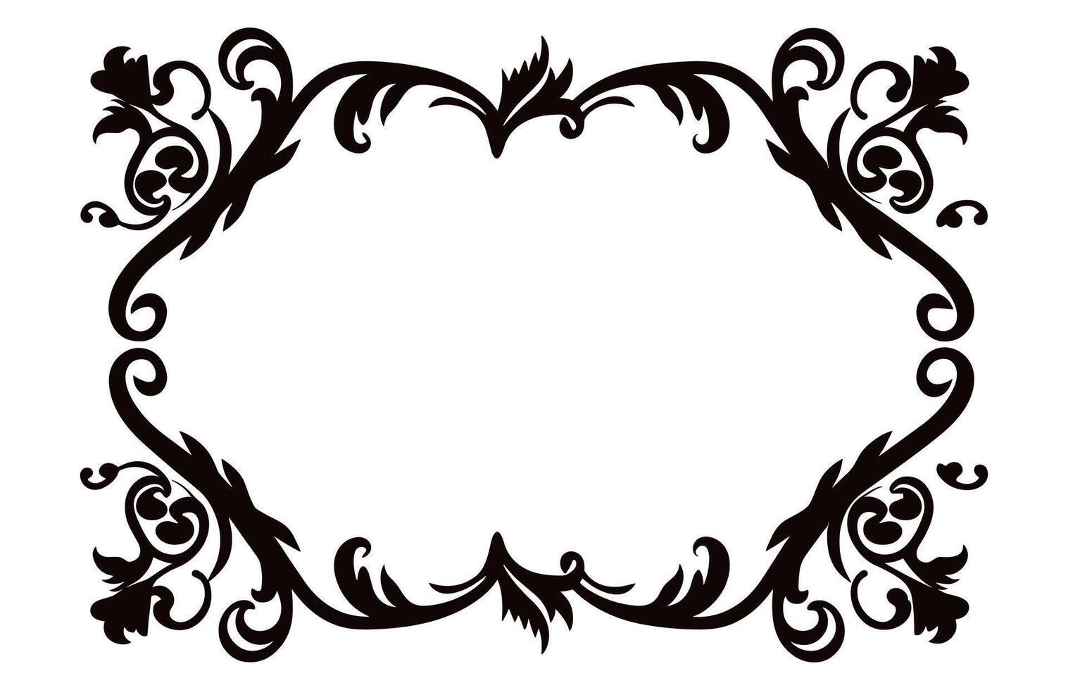 Jahrgang Rand Rahmen Vektor schwarz Umriss, dekorativ Zier Ecke Design Element