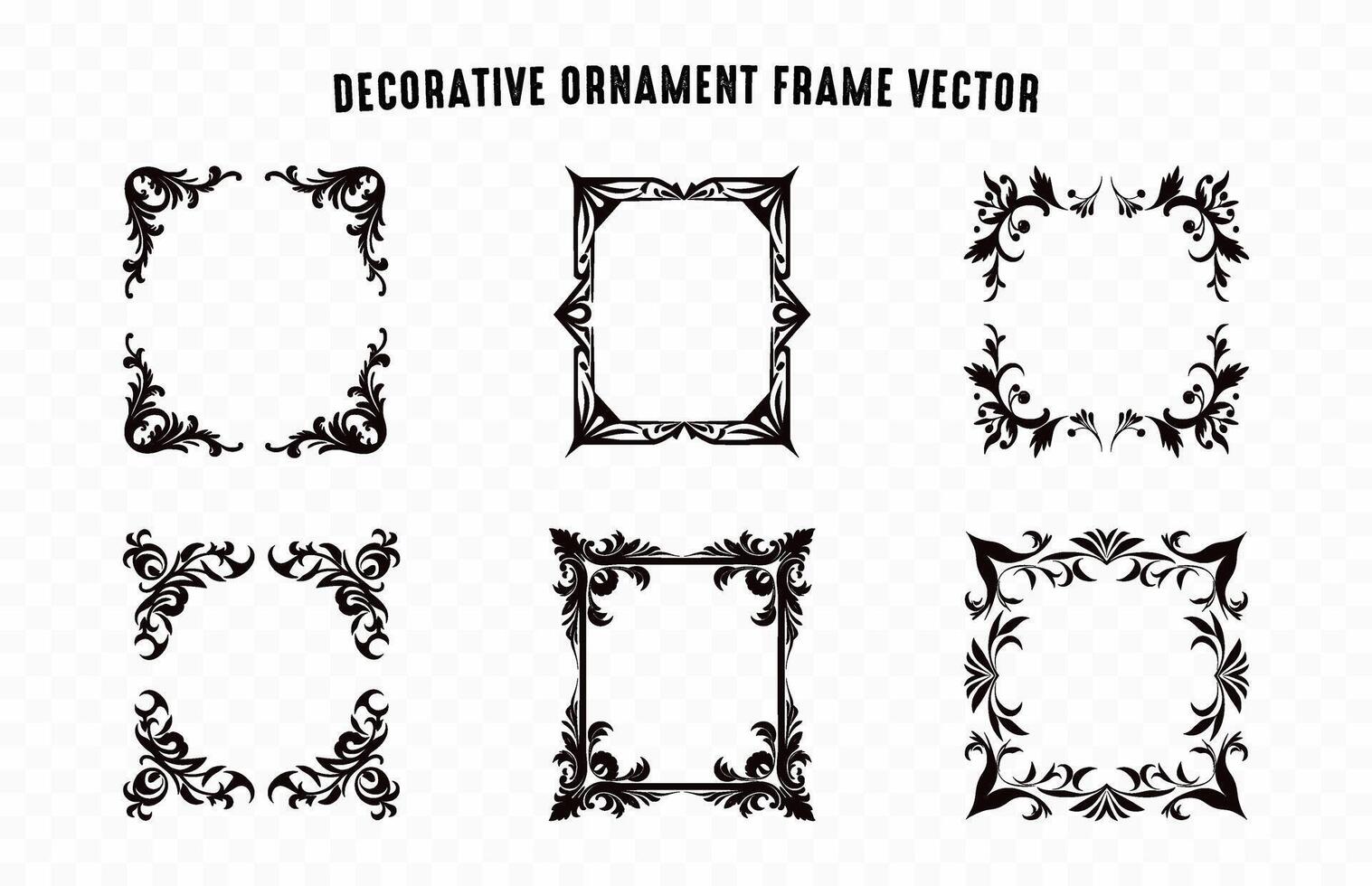 dekorativ Ecke Rahmen Vektor Satz, einstellen von Zier Jahrgang Ecken und Grenzen, Jahrgang Blumen- Zier Design Element
