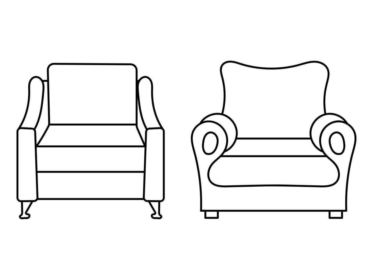 modern möbel fåtölj Hem, kontinuerlig linje teckning verkställande kontor stol begrepp, soffa stol vektor illustration