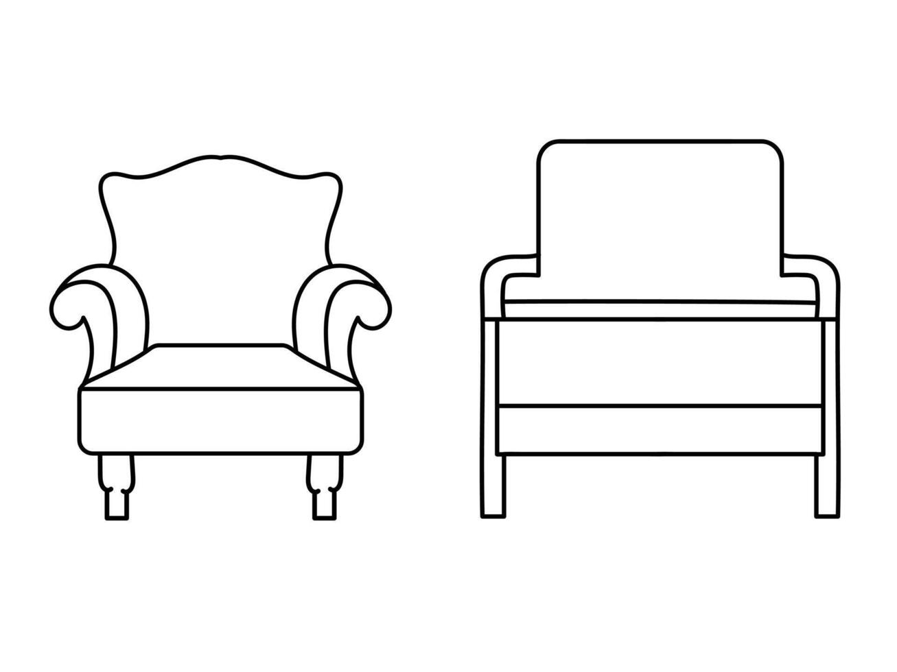 modern möbel fåtölj Hem, kontinuerlig linje teckning verkställande kontor stol begrepp, soffa stol vektor illustration