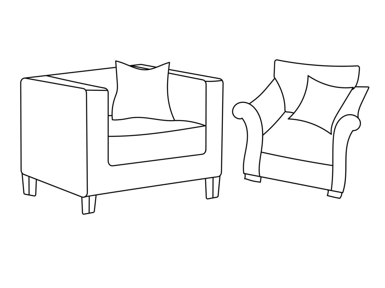 modern möbel fåtölj Hem, kontinuerlig linje teckning verkställande kontor stol begrepp, soffa stol vektor illustration