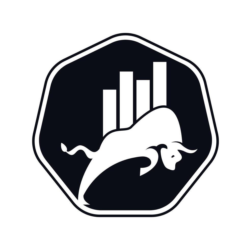bullisches Trader-Logo. Forex-Stier-Logo-Design-Vorlagenvektor. finanzielles Stier-Logo-Design. Bullen-Chart handeln. vektor