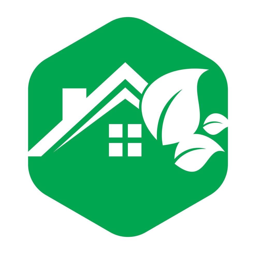 eco blad Hem logotyp. natur grön hus begrepp design ikon vektor. vektor