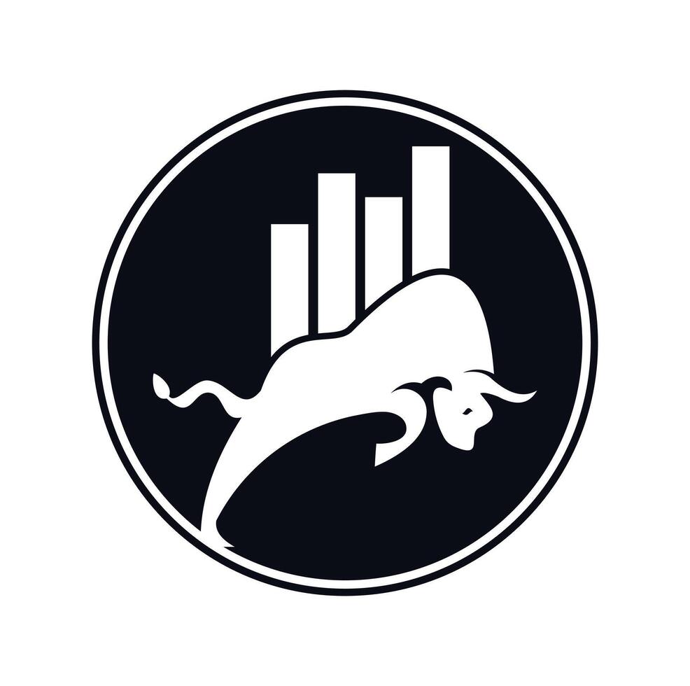 bullisches Trader-Logo. Forex-Stier-Logo-Design-Vorlagenvektor. finanzielles Stier-Logo-Design. Bullen-Chart handeln. vektor