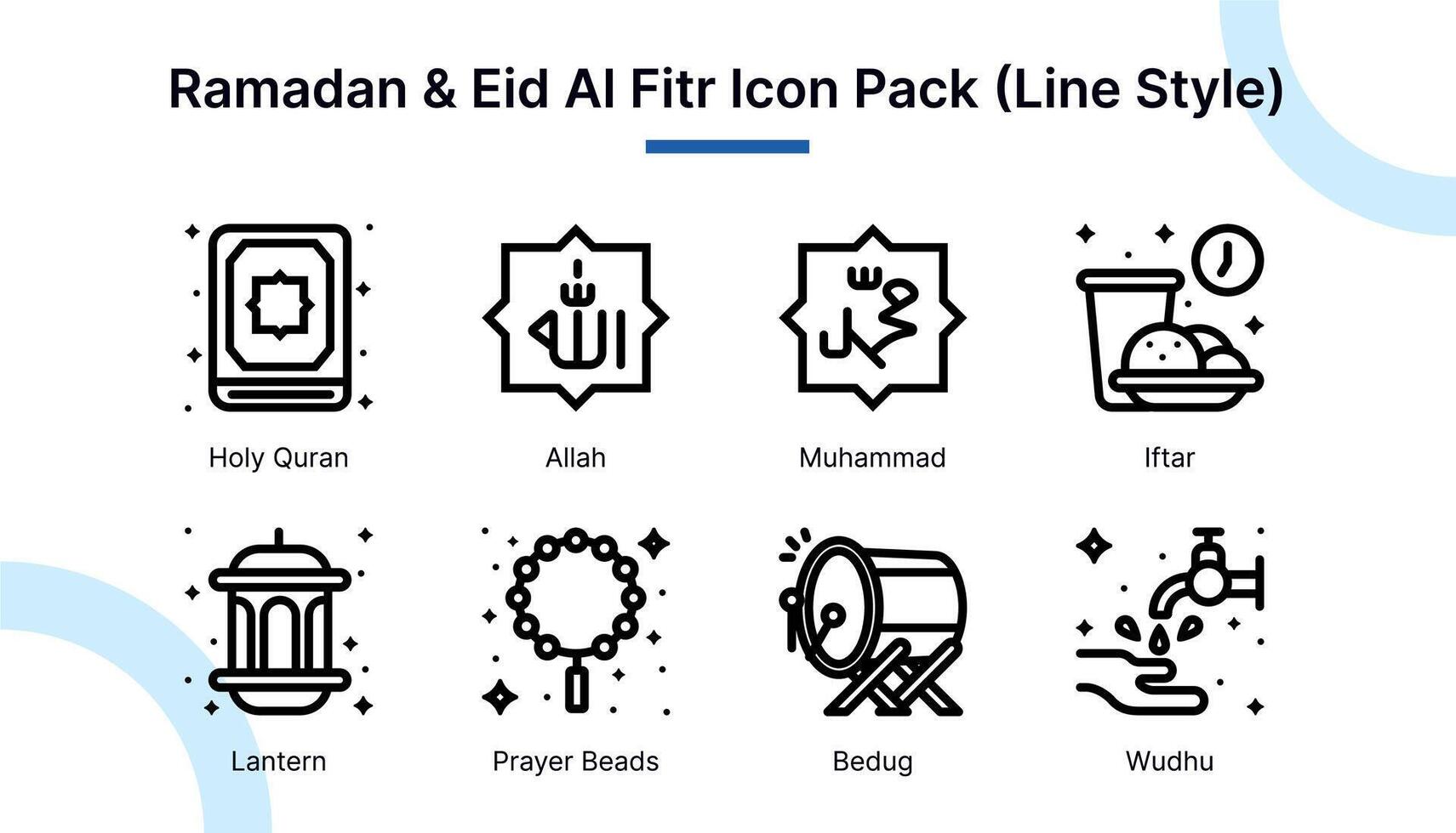 Ramadan und eid al fitr Symbol einstellen im Linie Stil geeignet zum Netz und App Symbole, Präsentationen, Poster, usw. vektor